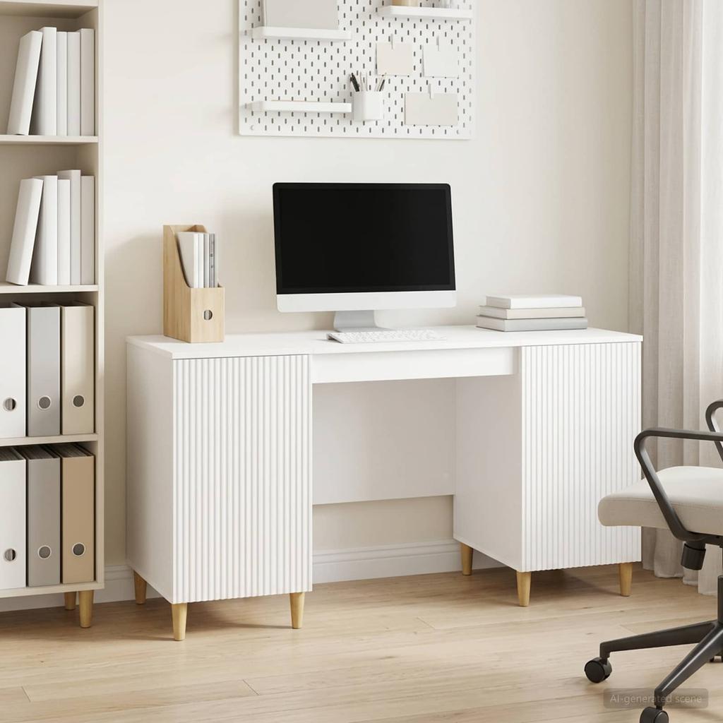Glossy White Desk 142.5 x 50 x 75 cm Particleboard