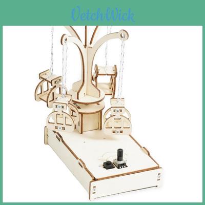 Wooden Diy Science Experiment Toy Rotating Flying Chair Handmade Technology Invention