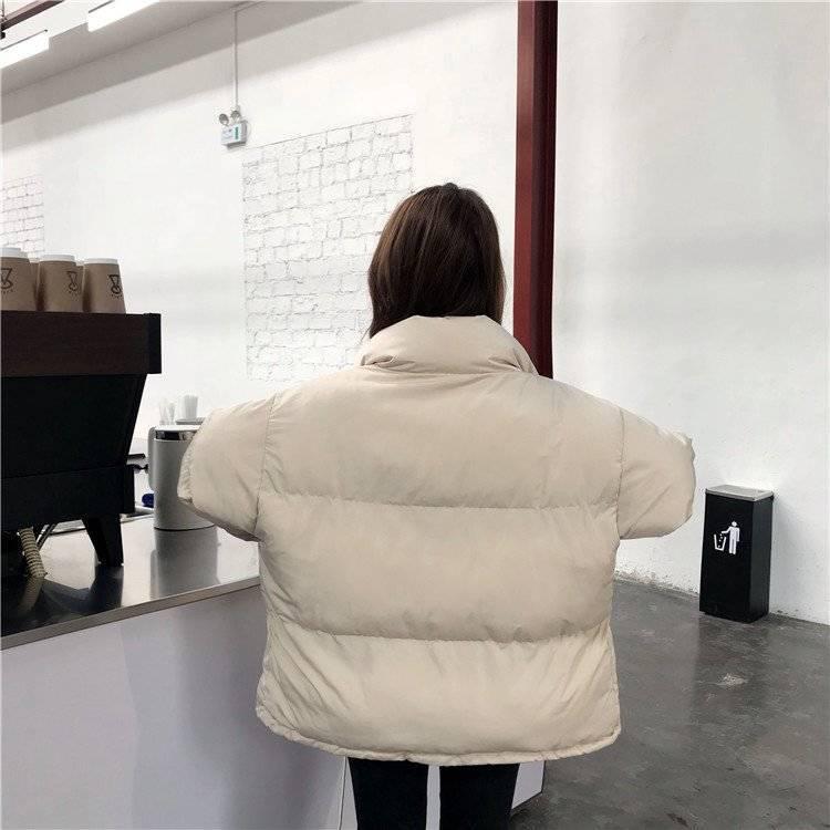 Women's Winter Short Cotton Coat - Korean Style, Thickened, Loose Fit, Harajuku BF, White