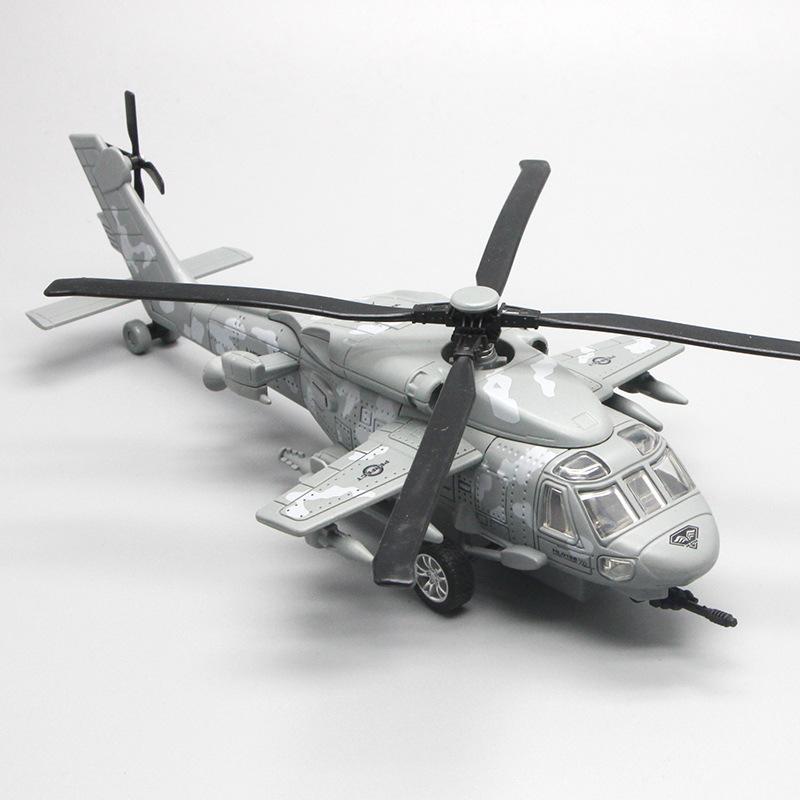 Hélicoptère Armé Black Hawk Simulation Son Lumière Alliage Modèle Ornements d'Exposition Cadeaux Collection Fj20
