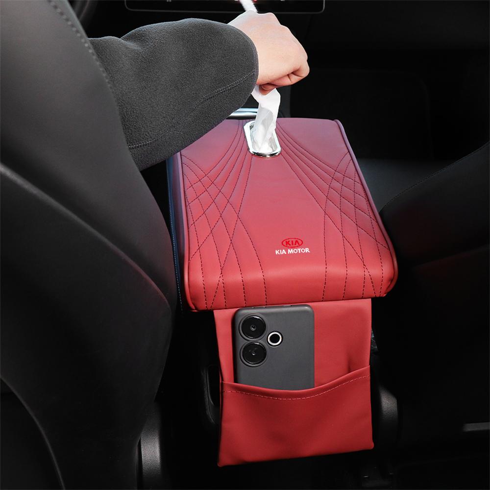 2026 Hot Car Sticker Car Tissue Box Armrest Pad Center Console Protector Cover Armrest For KIA KN Rio Ceed Sportage Cerato Soul 