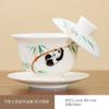 Hongyue Suet Jade Hand-Painted Hovering Rotating Sancai Cover Bowl Teacup Ceramic High-End Dehua White Porcelain High-End Tea Bowl