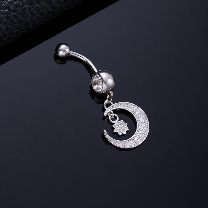 Piercing per Ombelico Microstone Chiodi per Ombelico Vento Farfalla Amore Anello per Ombelico Stella Luna Fiore Femminile Fibbia per Ombelico