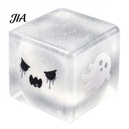 Ghost Stress Toy Halloween Cube Sensory Toy, Anxiety Relief Squeeze Slow Rising Glitter Pinch for Kids Adults Themed