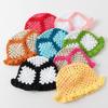 Sunflower Patterned Fisherman Hat Lotus Leaf Edge Handmade Knit Hat  Autumn Winter Outings