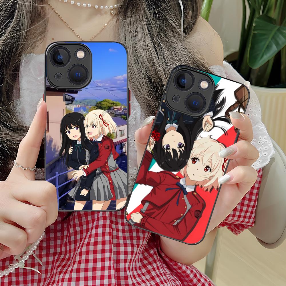 Lycoris Recoil Anime Mobile Phone Case for iPhone 16 15 14 13 12 11 X XR XS 8 7 Pro Max Plus Mini Colour Silicone Protective