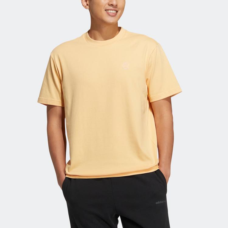 Adidas Neo Solid Color Crew Neck Sports T-Shirt Unisex Tops Amber-Yellow HS6818