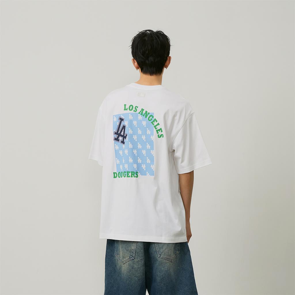 New MLB MONOGRAM Collection Los Angeles Dodgers SS24 T Shirt Unisex Ivory 3ATSM0443-07IVS