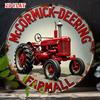 Vintage Farmhouse Red Tractor Metal Tin Sign X Rustic Round Aluminum Decor for Garage Wall
