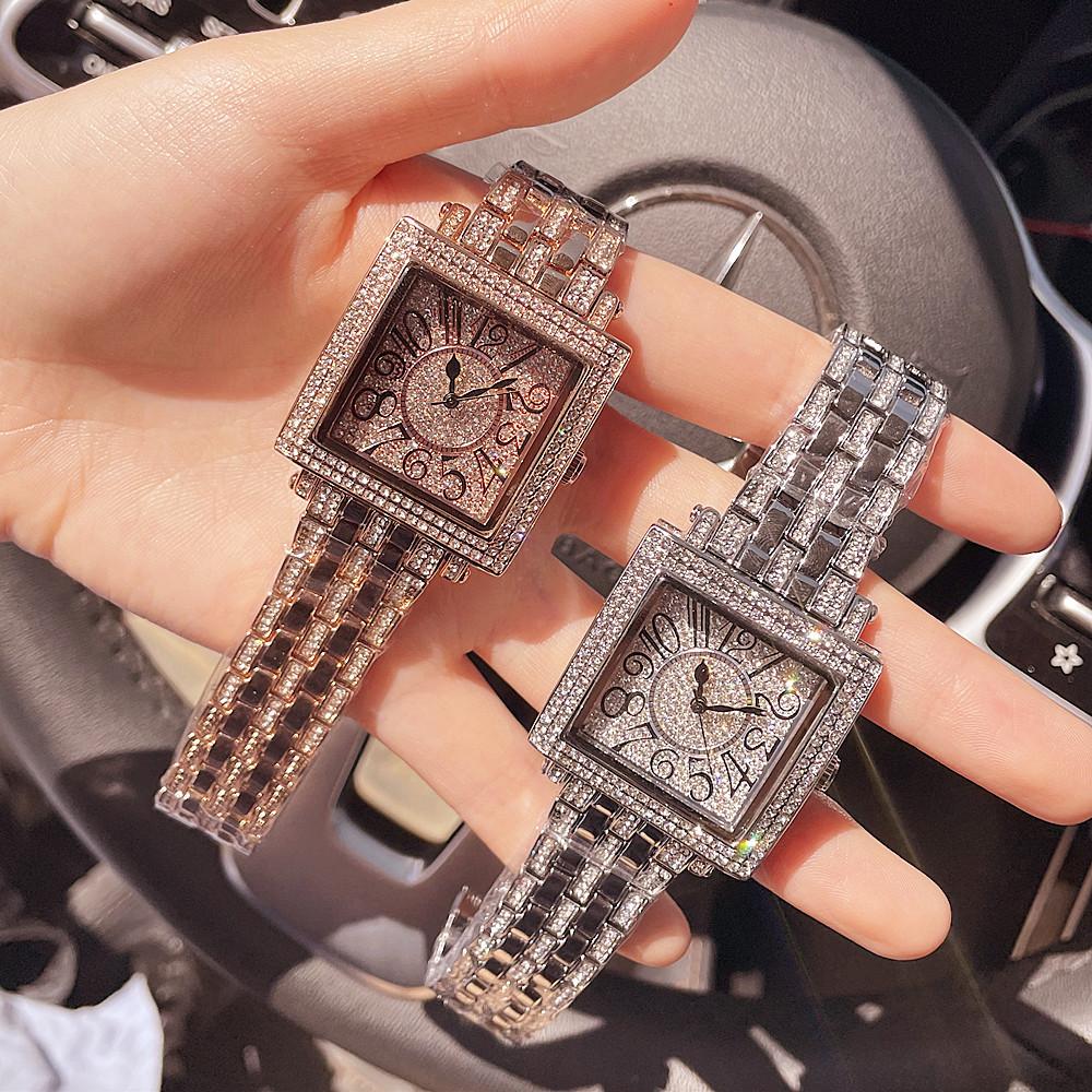 Fashion Square Watch Full Diamond Digital Scale Versatile Fashion Watch Student Quartz Watch