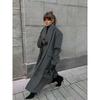 Berlin Past French Style British Style High Sense Lapel Single-Breasted Scarf Woolen Long Coat Outerwear Women