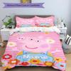 3Pcs Custom Name Peppa Pig Bedding Set Duvet Cover Closure Includes 1Duvet Cover 2Pillowcases Soft And Comfortable For All Seasons