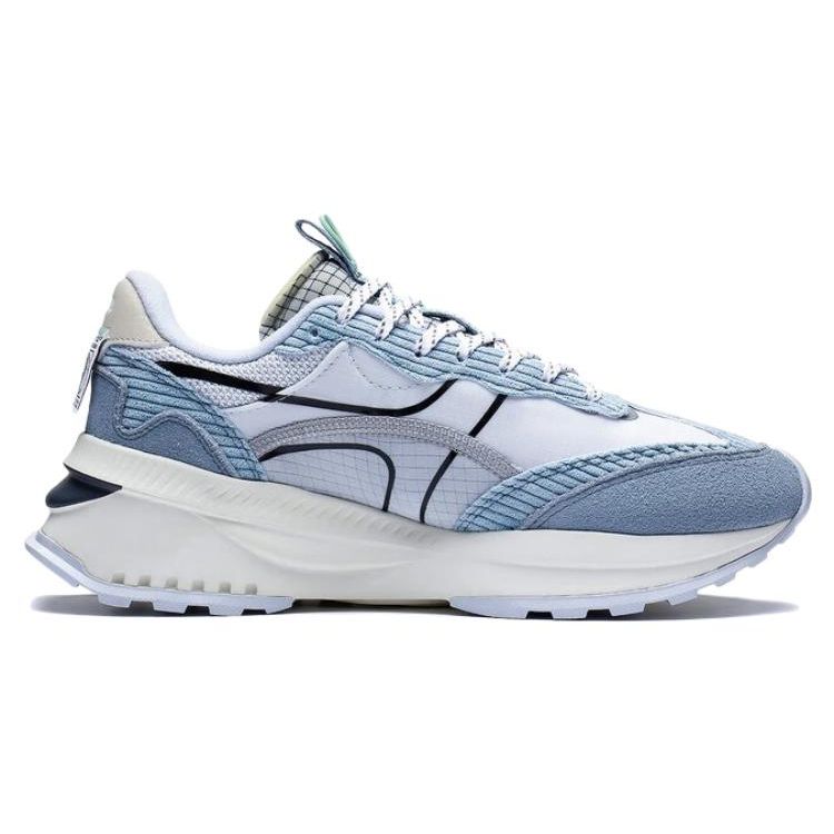 Li Ning Fang Yuan Evo Wear Resistant Height Increasing Low Top Sports Casual Shoes Women Sneakers Blue Gray AGCS164-5