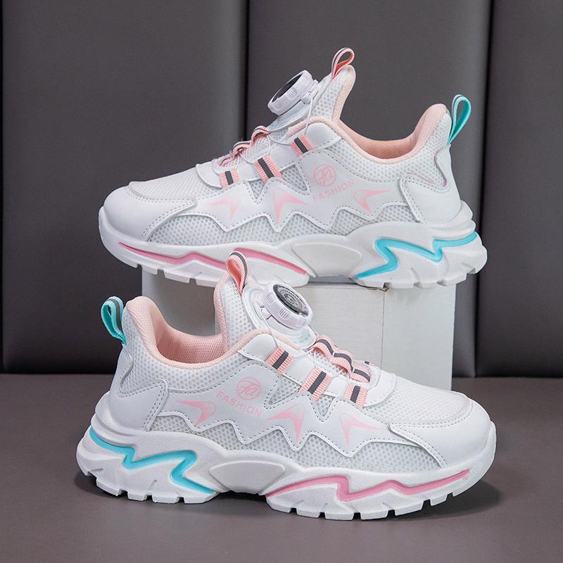 Сетчатая удобная спортивная обувь с вращающимися пуговицами для мальчиков и девочек — фото 5