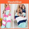 Elegant Mother And Daughter Casual Boho Stripe Maxi Dress For Matching Outfits