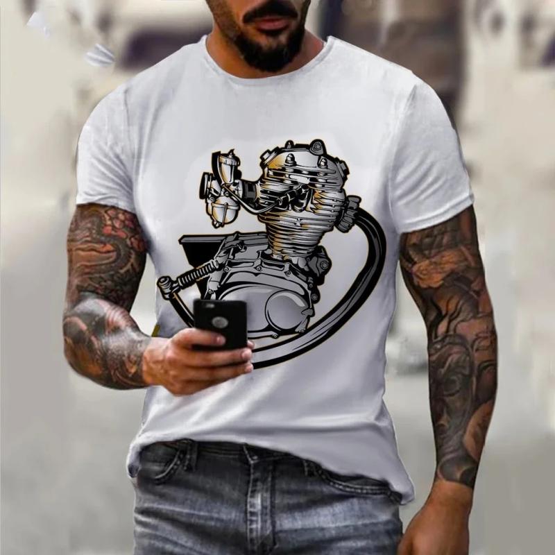 Men'S T-Shirt 3D Motorcycle Print T-Shirt Hip Hop Trend Vintage Clothing Motorcycle Racing T Shirt Outdoor Riding Blazer