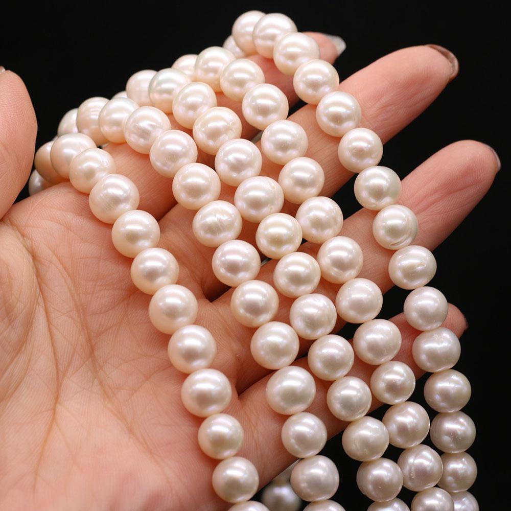 1String, 9-10mm White Natural Freshwater Subcircular Pearls 36cm Loose Beads for Handmade Jewelry Craft Supplies, DIY Holiday Gifts