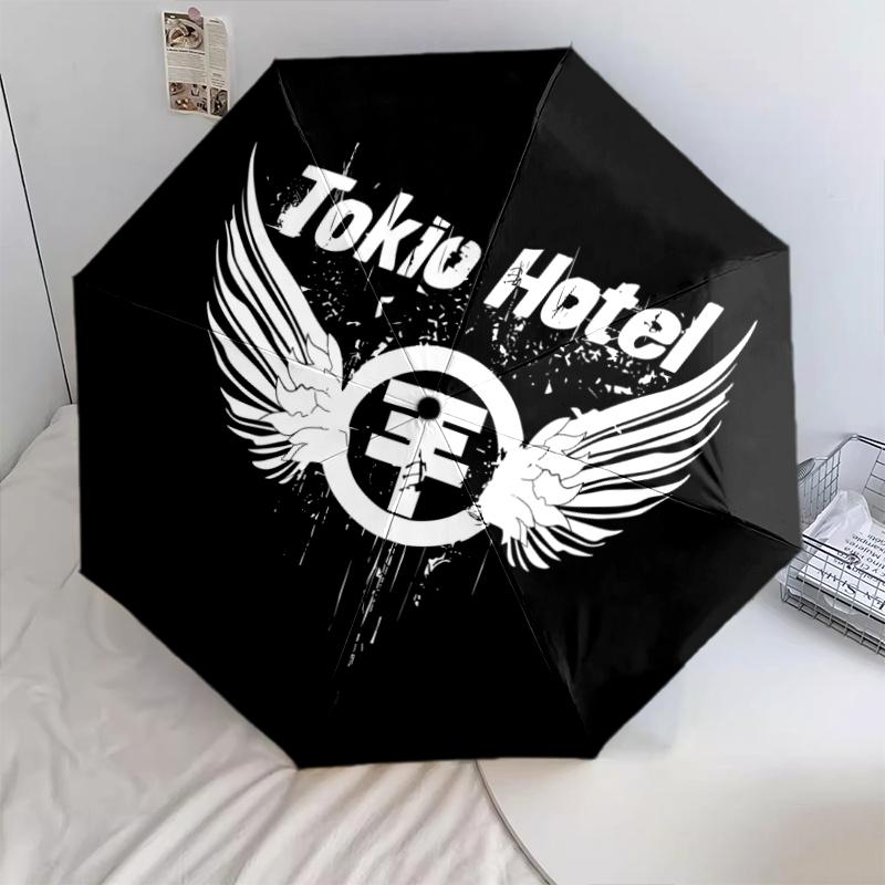 

1 шт. Автоматична складана парасолька - Візерунок Tokio hotel, Портативна та складана конструкція з 8 спицями, Різдвяні та Дні народження Подарунки