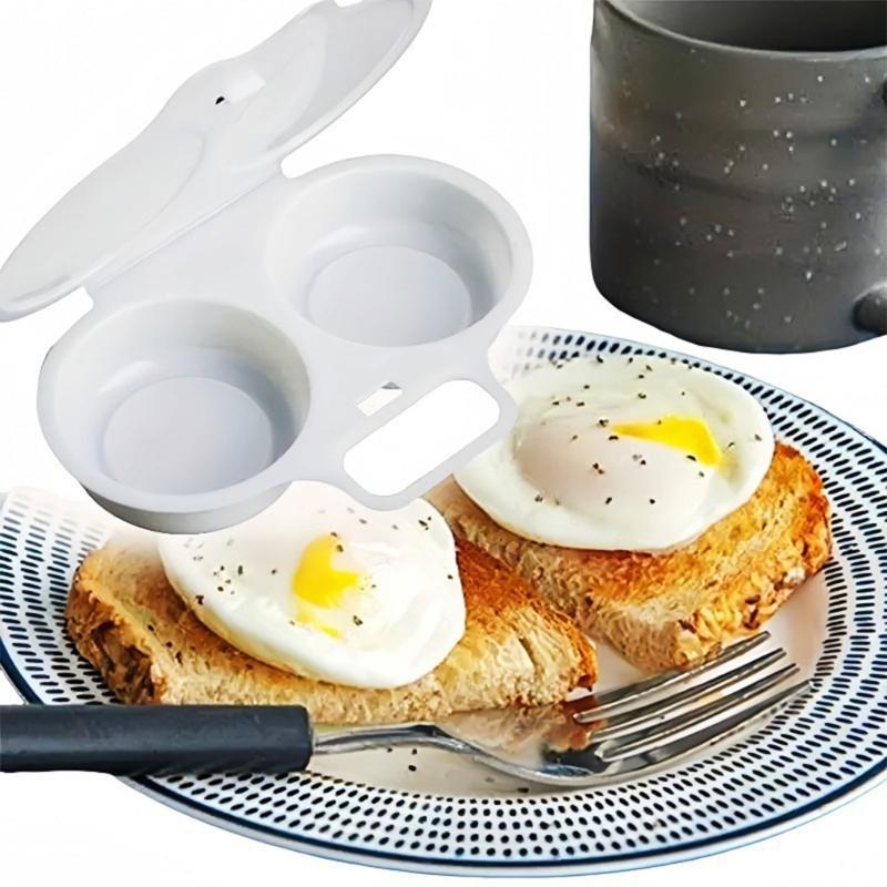 Food-Grade Plastic Microwave Egg Cookers, 10-Piece Set with Separate Compartments, Molded Form and Hinged Covers