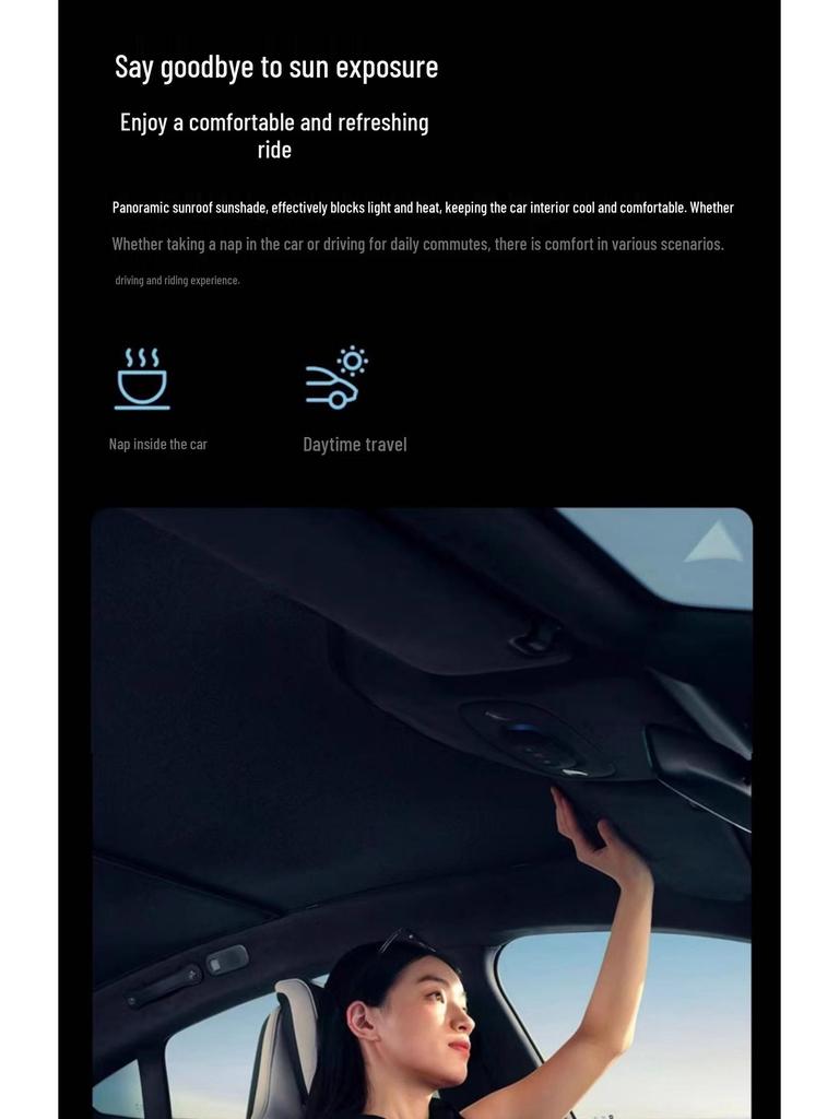 Tesla Model 3/Y Suede Sunroof Sunshade - Heat Insulation & Sun Protection Sky Curtain