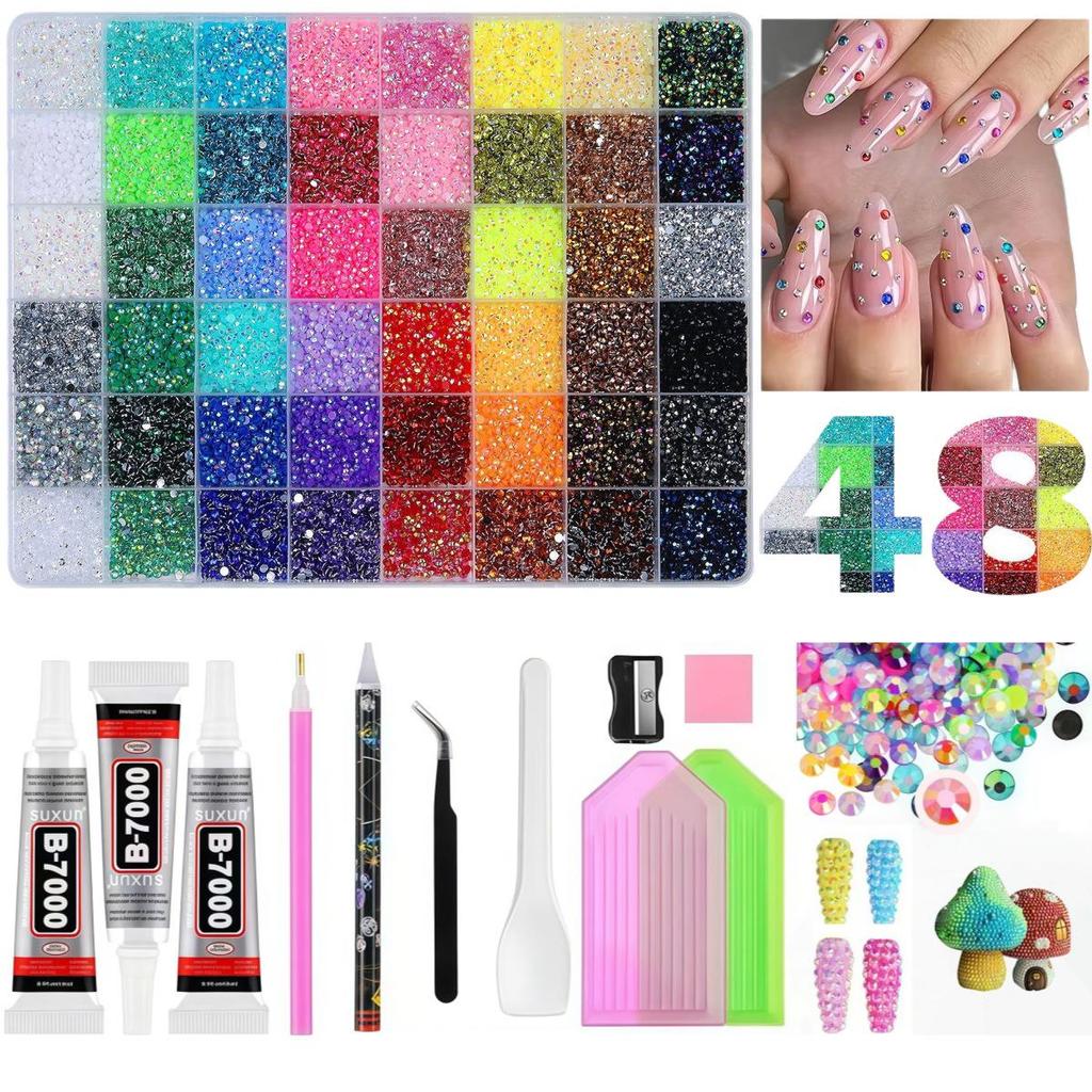Strass colorati in resina da 3 mm: 40 Colori AB e Gelatina per Abbigliamento Fai-da-Te, Nail Art e Telefoni