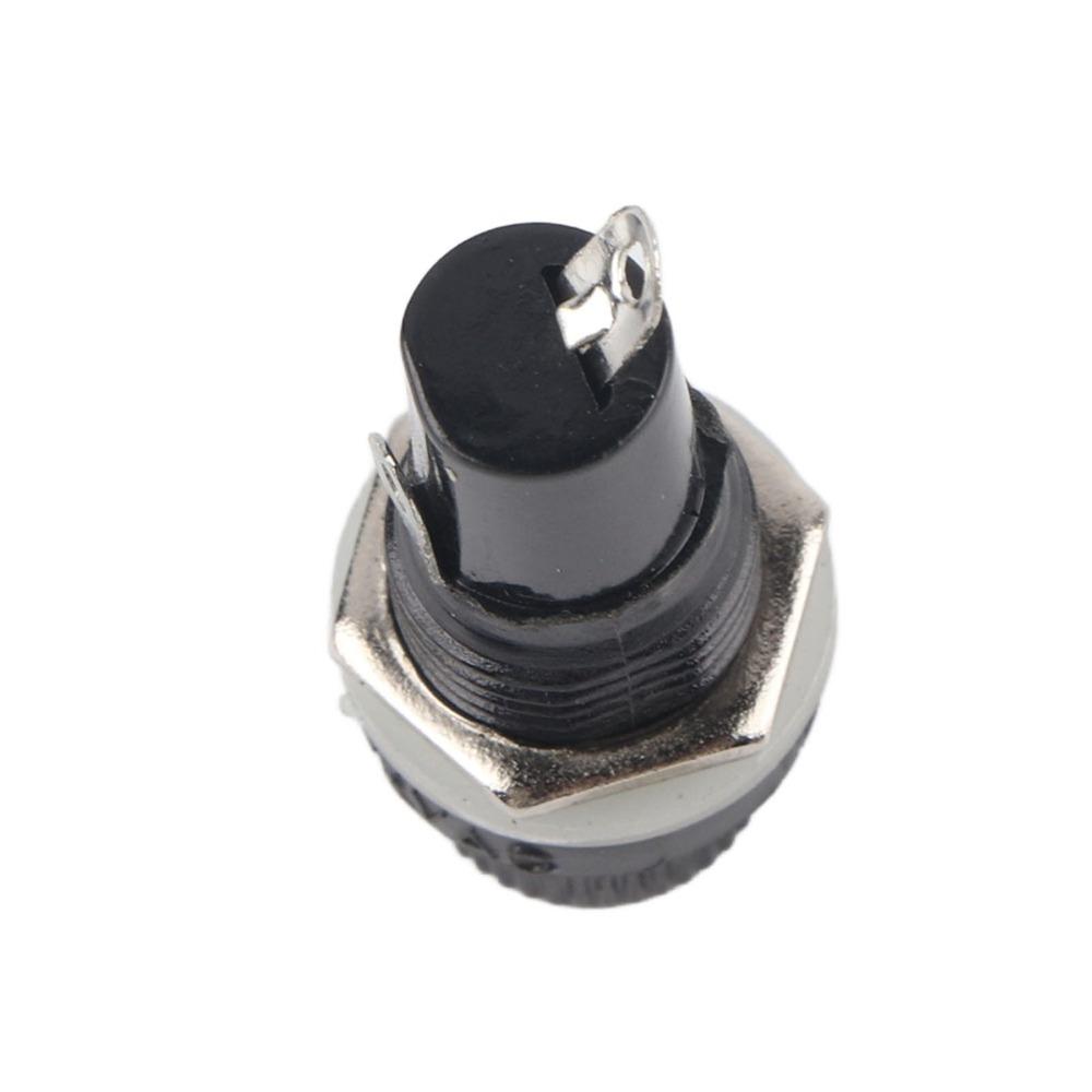 10PCS Black Electrical Screw Holder Durable Flat Tube Type Fusehold  Electronic Equipment