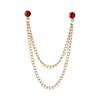 Men Suit Pin Rhinestone Decor Double Chains Anti-slip Dress-up Polished Coat Collar Pin Coat Brooch Adult Clothes Hats Bags Jewelry