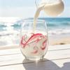 Pumpkin And Ghost Glassware Halloween Theme Glass Tumbler, Black Cat Skull Hand Painted Stemless Egg Shaped Cup, Spooky Lead-free for Party,