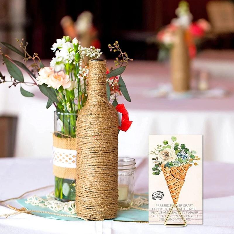 30Pcs Double Heart Shape Metal Memo Holder Triangle Table Placecard Holder Photo Clip Card Stand Wedding Banquet Heart Message Holder