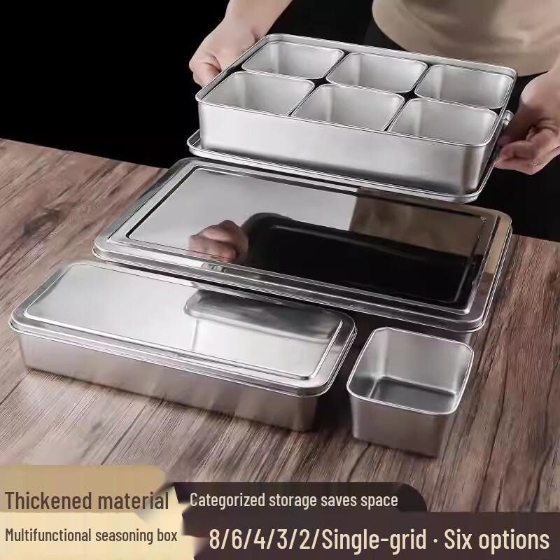 Komerční nerezová krabička na koření s více přihrádkami