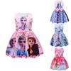 Frozen Elsa Cartoon Girl Dress With Cotton Blend Fabric For Summer Play
