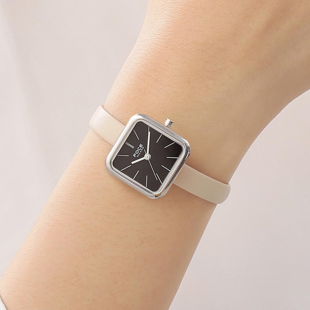 Pocheleidi Women'S Mesh Band & Leather Band Wristwatch 5-Piece Set Fm2014Bk-Set