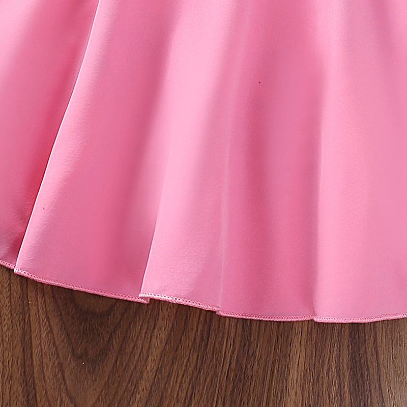 Children'S Clothing European And American Style Girls' Dress New Summer Model With Flutter Sleeves Lace Trim Small V-Neck Princess Dress
