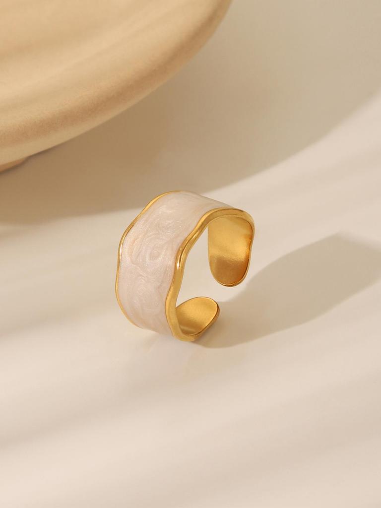 High-End Adjustable Retro Stainless Steel Drip Oil Ring with Irregular Edge