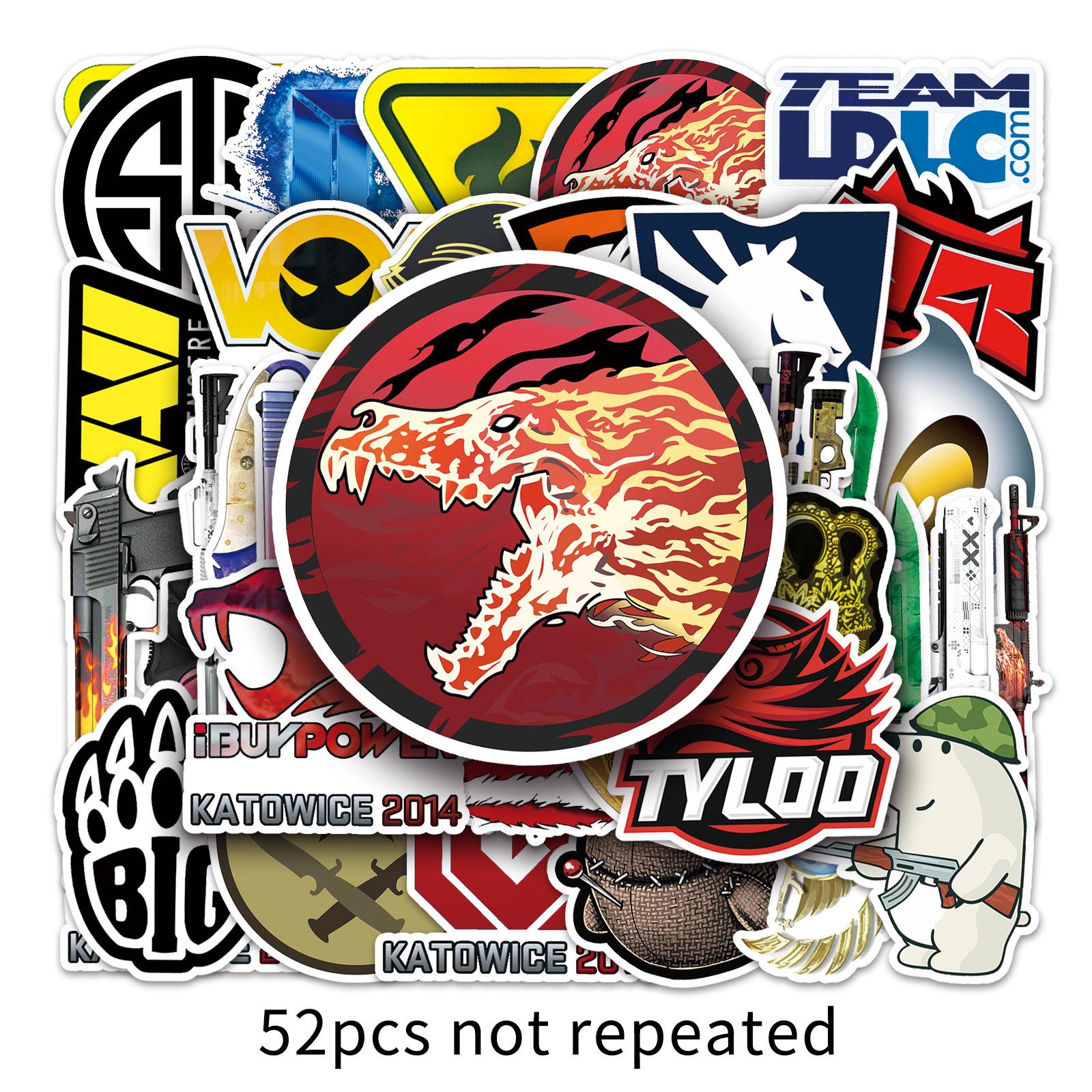50pcs CS GO Graffiti Stickers: Creative Game-Inspired Waterproof Decals for Skateboards, Phone Cases, and Luggage