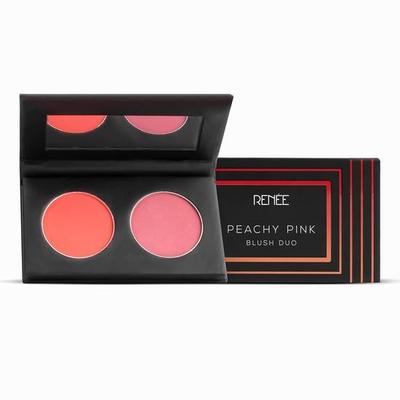 RENEE Peachy Pink Blush Palette Duo 8gm, Set of 2 Long-Wearing Vibrant Shades with Silky, Lightweight, Buildable Formula | Convenient, Compact