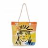 Multifunctional Bohemian Figures  Printed Thick Rope Shoulder Beach Bag 7574