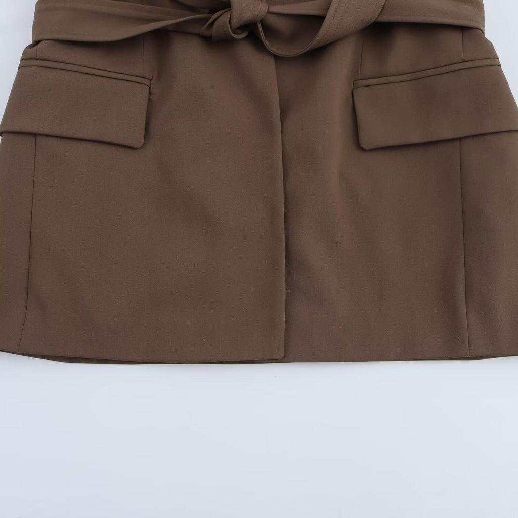 Spring 2025 Women's Slim Fit Belted Commuter Suit & High Waist Casual Pants Set