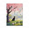 Tabby Cat Flower Market Posters and Prints Canvas Painting Cherry Blossoms Wall Art Pictures for Living Room Home Decor Cuadros