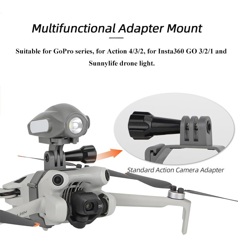 Universal Night Flashing Light Multifunctional Expansion Adapter Mount for DJI Mini 4 Pro 100m Long Range Search Lamp SOS Suppor