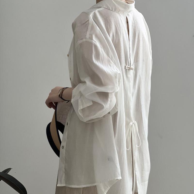 Leichtes Tencel Sonnenschutzhemd Jacke für Damen Hemd mit Rückenschlitz im Sommerlichen Stil Langärmeliges Oberteil