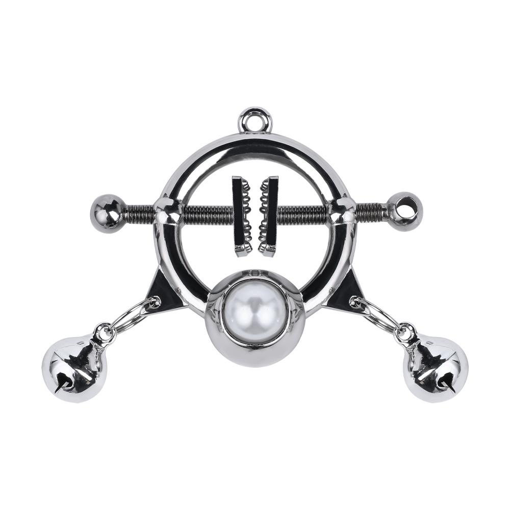 BDSM Sex Toy 304 Stainless Steel Breast Clip with Leather Belt for Women Breast Bondage PP Chain