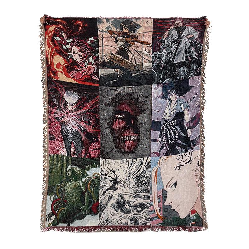 Quick Customized Throw Rug Anime Jacquard Woven Tapestry Blanket Custom 130x160cm