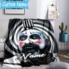 1PC Custom Name Clown Horror Throws Blanket Flannel Blankets for Couch Bed Gifts for Men Women Travel Picnic Christmas Fan Gifts