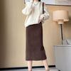 Knit Skirt Winter Thick Sweet High Waist Straight Midi Slit Bodycon Pencil Skirt