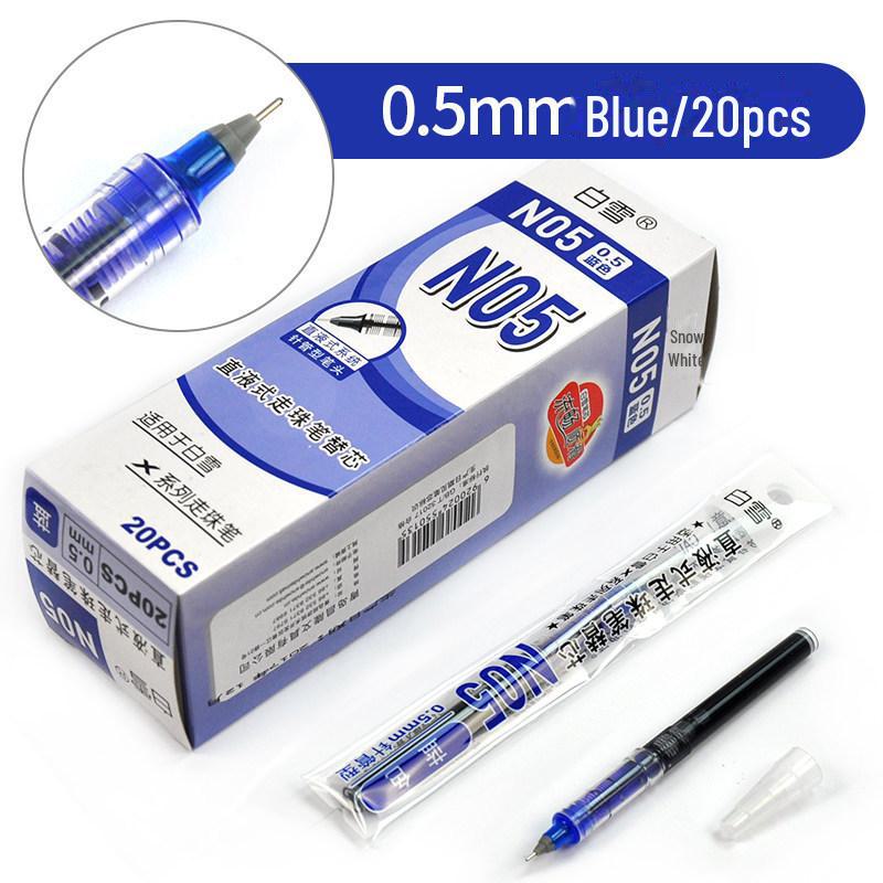Snow White Quick-Dry 0.38mm Liquid Ballpoint Pen, Refillable, Large-Capacity for Office & Study