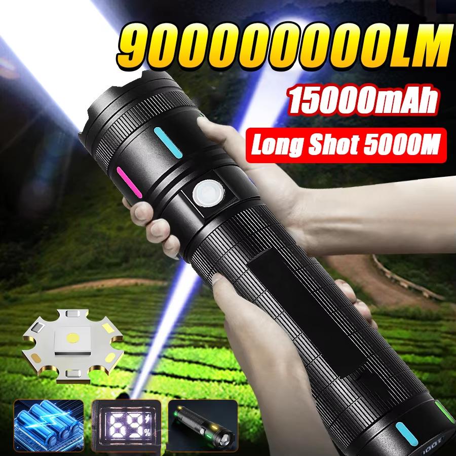 2025 NEW Ultra Bright Flashlights 900000LM Powerful Rechargeable Torch 2000M Portable Lamp Outdoor Camping Lantern