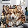 1Pc Cobblestone Dog Print Flannel Blanket High Quality Warm Comfortable Cover for All Seasons Perfect for Gifts Home Decor