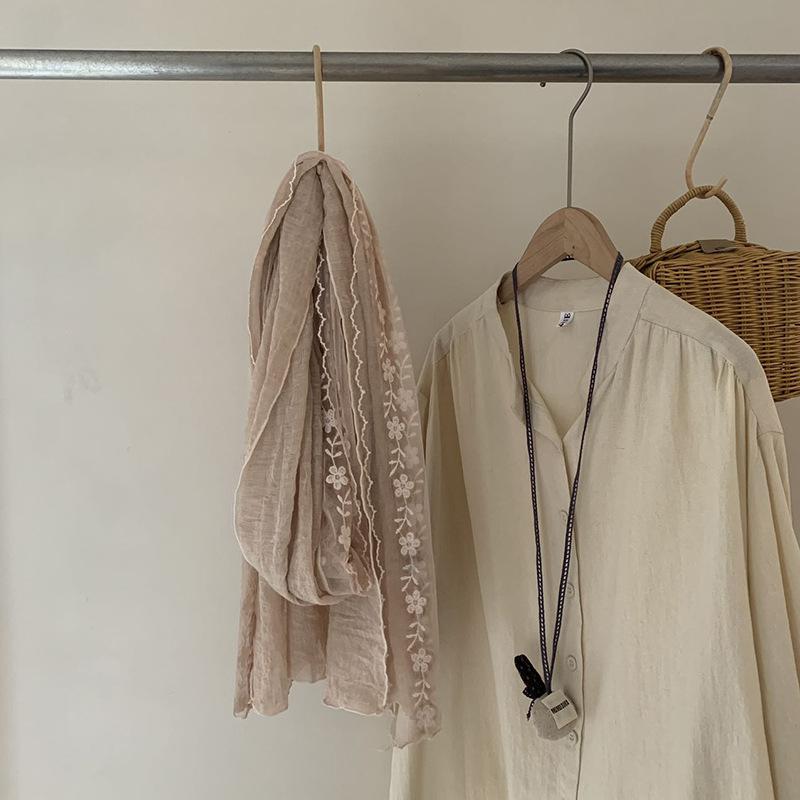 Lace Scarf Thin Linen Color Solid Color Fashionable Travel Shawl Autumn and Winter Scarf