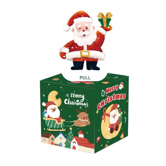 Christmas Money Box for Cash Gift Pull Surprise Money Holder with Snowman/Tree/Santa Card And 50 Pcs Transparent Bags for Home Party Favors